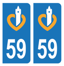 Autocollant Plaque d'immatriculation Voiture Ancienne Région 59