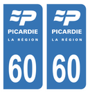 Autocollant Plaque d'immatriculation Voiture Ancienne Région 60 Noir