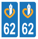 Autocollant Plaque d'immatriculation Voiture Ancienne Région 62