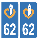 Autocollant Plaque d'immatriculation Voiture Ancienne Région 62 Noir