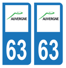 Autocollant Plaque d'immatriculation Voiture Ancienne Région 63