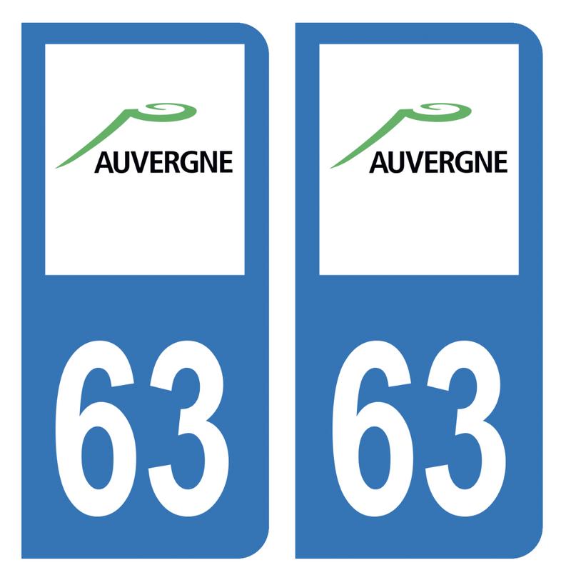 Autocollant Plaque d'immatriculation Voiture Ancienne Région 63 Noir