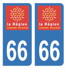 Autocollant Plaque d'immatriculation Voiture Ancienne Région 66 Noir