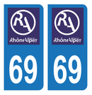 Autocollant Plaque d'immatriculation Voiture Ancienne Région 69