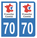 Autocollant Plaque d'immatriculation Voiture Ancienne Région 70 Noir