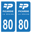 Autocollant Plaque d'immatriculation Voiture Ancienne Région 80