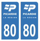 Autocollant Plaque d'immatriculation Voiture Ancienne Région 80 Noir