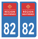 Autocollant Plaque d'immatriculation Voiture Ancienne Région 82 Noir