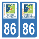 Autocollant Plaque d'immatriculation Voiture Ancienne Région 86 Noir