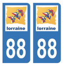 Autocollant Plaque d'immatriculation Voiture Ancienne Région 88 Noir