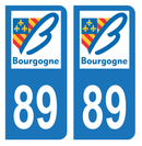 Autocollant Plaque d'immatriculation Voiture Ancienne Région 89