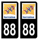 Autocollant Plaque d'immatriculation Voiture Ancienne Région 88 Noir