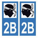 Autocollant Plaque d'immatriculation Voiture Département 2B Noir