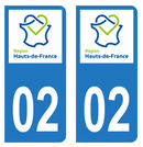 Autocollant Plaque d'immatriculation Voiture Département 02 Noir