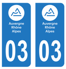 Autocollant Plaque d'immatriculation Voiture Département 03