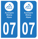 Autocollant Plaque d'immatriculation Voiture Département 07 Noir