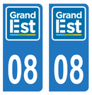 Autocollant Plaque d'immatriculation Voiture Département 08 Noir