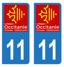 Autocollant Plaque d'immatriculation Voiture Département 11 Noir