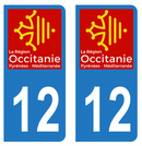 Autocollant Plaque d'immatriculation Voiture Département 12 Noir
