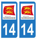 Autocollant Plaque d'immatriculation Voiture Département 14 Noir