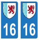 Autocollant Plaque d'immatriculation Voiture Département 16