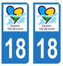 Autocollant Plaque d'immatriculation Voiture Département 18 Noir