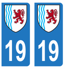Autocollant Plaque d'immatriculation Voiture Département 19