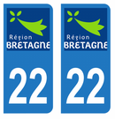 Autocollant Plaque d'immatriculation Voiture Département 22 Noir