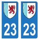 Autocollant Plaque d'immatriculation Voiture Département 23