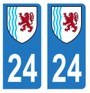 Autocollant Plaque d'immatriculation Voiture Département 24