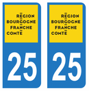 Autocollant Plaque d'immatriculation Voiture Département 25 Noir