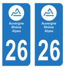 Autocollant Plaque d'immatriculation Voiture Département 26 Noir