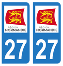 Autocollant Plaque d'immatriculation Voiture Département 27