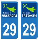 Autocollant Plaque d'immatriculation Voiture Département 29 Noir