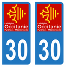 Autocollant Plaque d'immatriculation Voiture Département 30 Noir