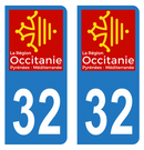 Autocollant Plaque d'immatriculation Voiture Département 32 Noir