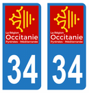 Autocollant Plaque d'immatriculation Voiture Département 34 Noir