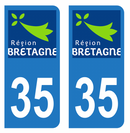 Autocollant Plaque d'immatriculation Voiture Département 35 Noir