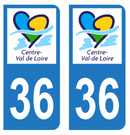 Autocollant Plaque d'immatriculation Voiture Département 36 Noir