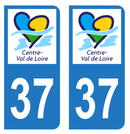 Autocollant Plaque d'immatriculation Voiture Département 37 Noir