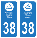 Autocollant Plaque d'immatriculation Voiture Département 38 Noir