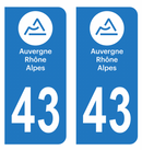 Autocollant Plaque d'immatriculation Voiture Département 43 Noir