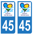 Autocollant Plaque d'immatriculation Voiture Département 45