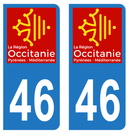 Autocollant Plaque d'immatriculation Voiture Département 46 Noir