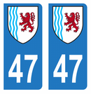 Autocollant Plaque d'immatriculation Voiture Département 47 Noir