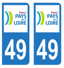 Autocollant Plaque d'immatriculation Voiture Département 49