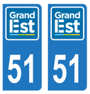 Autocollant Plaque d'immatriculation Voiture Département 51