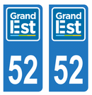 Autocollant Plaque d'immatriculation Voiture Département 52 Noir