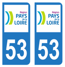 Autocollant Plaque d'immatriculation Voiture Département 53 Noir