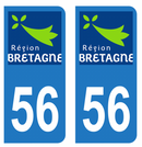 Autocollant Plaque d'immatriculation Voiture Département 56 Noir